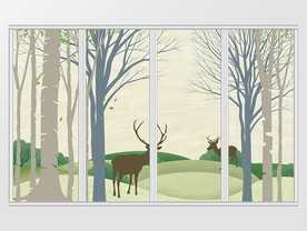现代森林鹿移门
