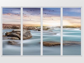 现代日出海边移门