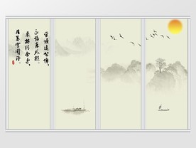 新中式水墨意境山水望庐山移门