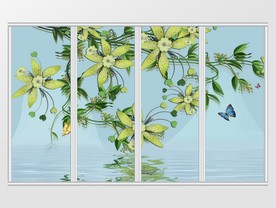 新中式温馨花朵蝴蝶移门