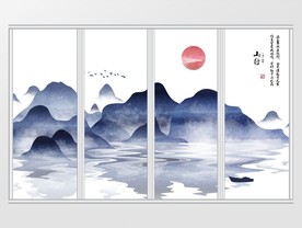 新中式水墨山水画移门