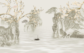 中式山水背景墙