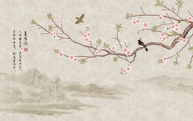 中式花鸟背景墙