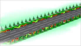 道路公路绿化带效果图