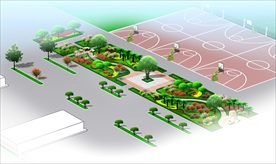 校园游园运动场规划效果图