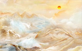 大理石创意山水画艺术背景设计底