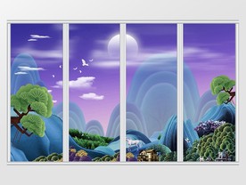 中式手绘山水移门