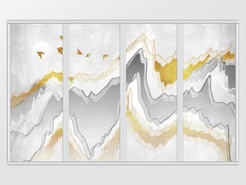 中式简约抽象山水意境移门