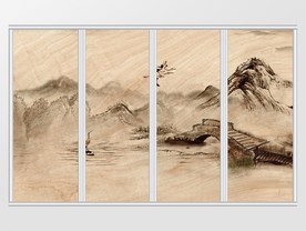 新中式水墨仙鹤移门