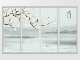 新中式山水家和万事兴荷花移门