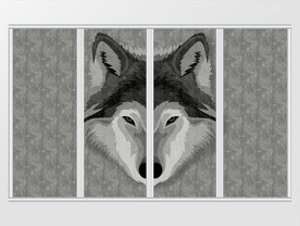 现代立体浮雕狼头移门