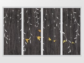 现代简约自然花卉清新移门