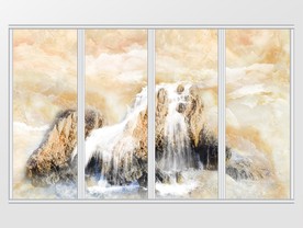 中式大理石纹山水移门