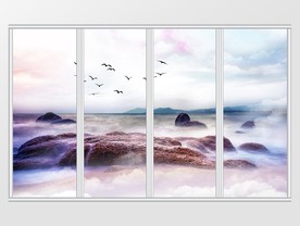 新中式大理石纹山水移门