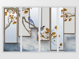 立体现代简约花鸟移门