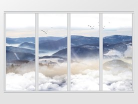 新中式山水意境风景云雾移门