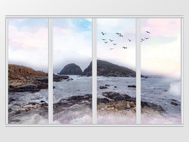 大理石纹山水移门