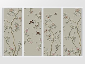 立体新中式花鸟移门