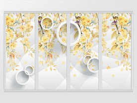 3D现代简约彩色树木移门