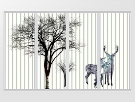 北欧树林驯鹿移门