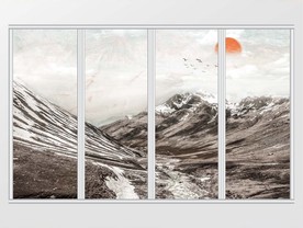 大理石纹山水移门