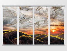 大气大理石纹理金色山峦移门