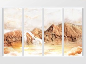 大理石纹山水岩石移门