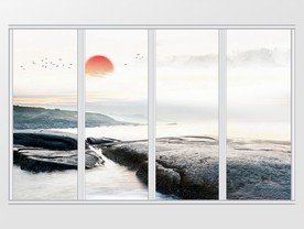 石纹山水风景移门