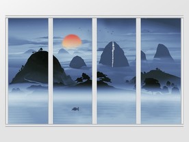 唯美中式水墨山水移门