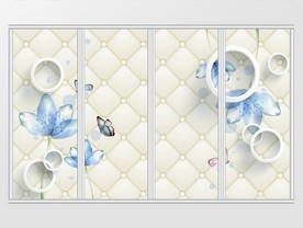 现代简约3D圈圈花卉移门