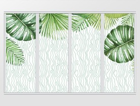 现代简约小清新绿叶移门