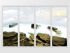 新中式大理石纹山水移门