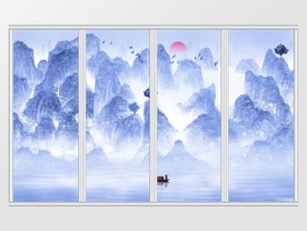 新中式水墨山水唯美移门