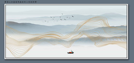 高清线条山水装饰画