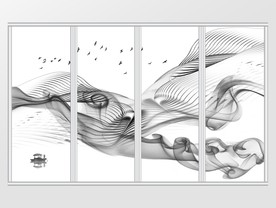 新中式山水烟雾移门