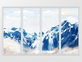 新中式大理石纹山水移门