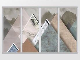 几何拼贴大理石山水移门