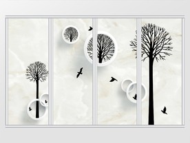 现代3D花树淡雅移门