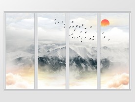 大理石纹山水移门