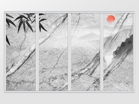 竹子山峦大理石移门