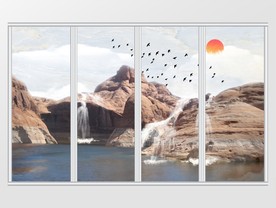 大理石纹山水移门