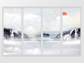 大理石纹山水移门