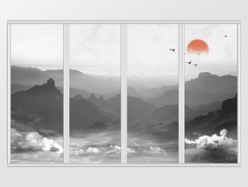 新中式抽象风景移门