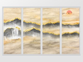 大理石纹山水风景移门