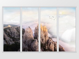 大理石纹山水风景移门