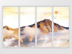 大理石纹山水风景移门