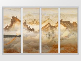 大理石纹山峦水岸移门
