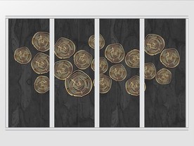 现代简约大气金色线条圆环移门