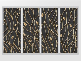 现代简约金色线条树叶移门