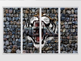 创意涂鸦老虎石头移门